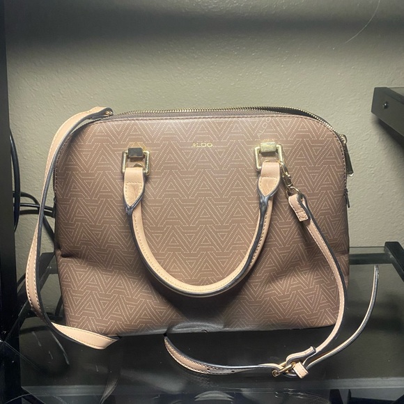 Aldo Handbags - Aldo Taupe Brown Monogram Dome Satchel